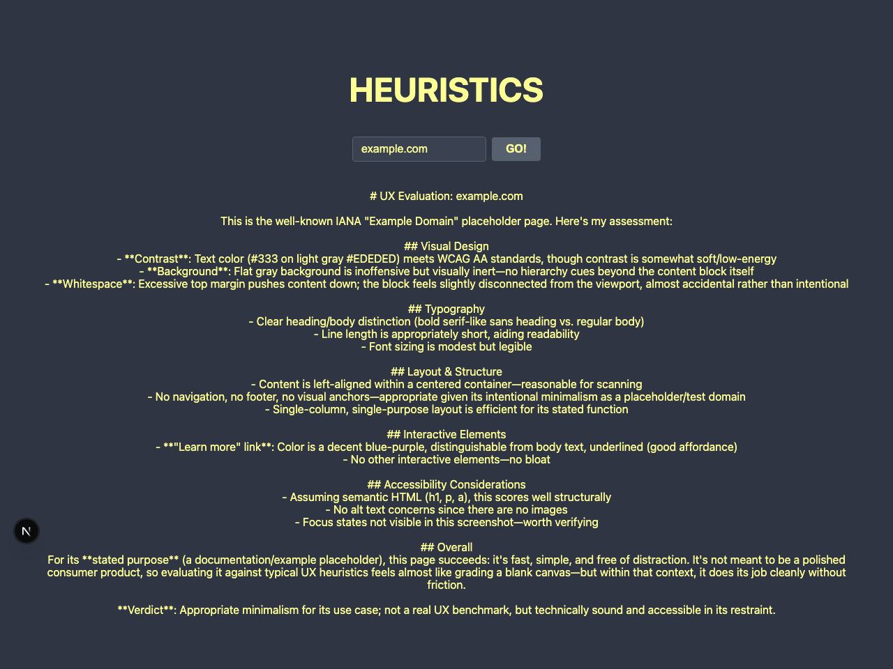 The first real AI response — raw markdown output, before any card design existed