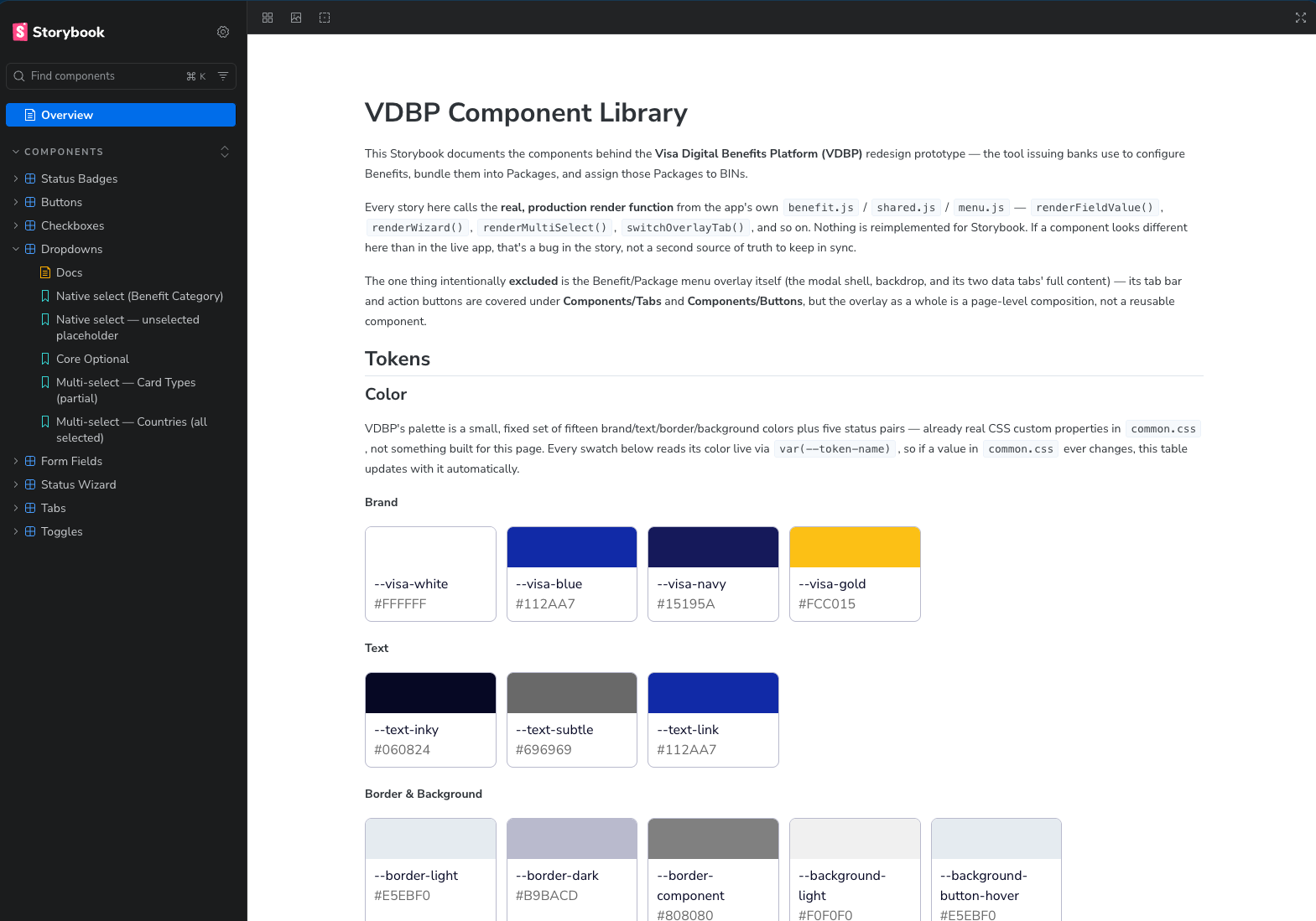 VDBP component Storybook